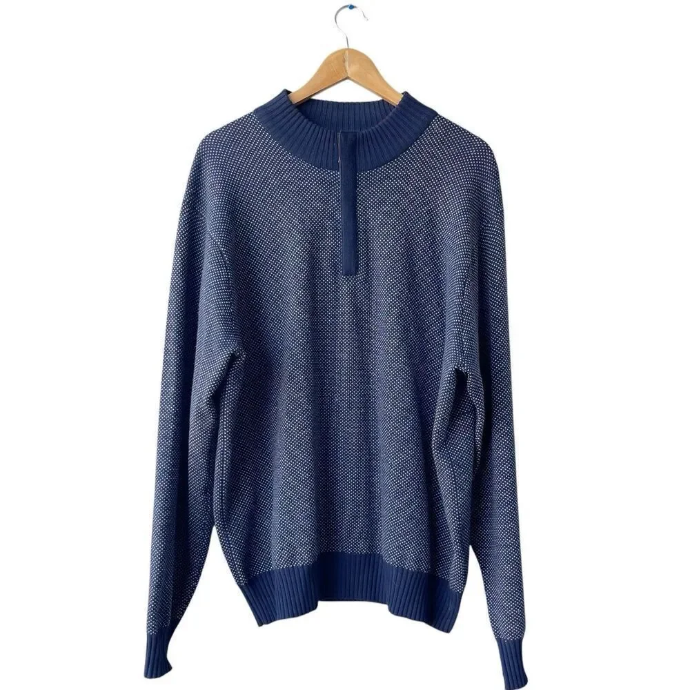 PETER MILLAR Crown Birdseye Sweater XL Merino Wool 1/4 Zip w/Covered Placket